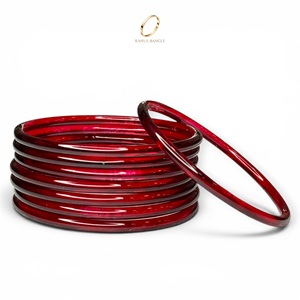 Factory Direct Kashmiri Mehroon Wine <b>Red</b> Plain Jelly Glass Bangles Set for Women Wedding Daily Wear Indian Jewelry Wholesale - Product Image 1