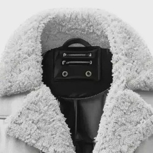 Custom Unisex <b>Shearling</b> <b>Bomber</b> <b>Jacket</b> Winter Warm Polyester Casual Mens Fur Collar <b>Jacket</b> OEM Custom Logo Wholesale - Product Image 4