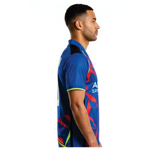 Men's Geometric Print Soccer Jersey V-Neck Short Sleeve Moisture Wicking <b>Athletic</b> Uniform - Product Image 3