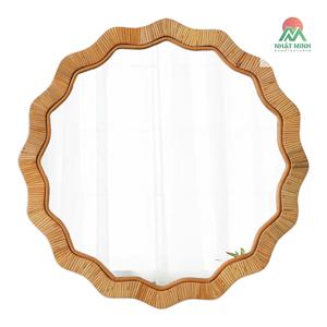 24 Inch Round Woven Rattan <b>Wall</b> <b>Mirror</b> for Bedroom Living Room Bathroom Farmhouse Decor - Product Image 1