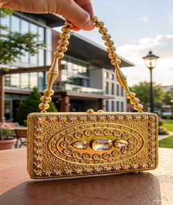 Best Ethnic Handcrafted Metal Gold-Plated Wedding Clutch Bag Customized Shape Vintage Fashion Style Golden Beads Multi by f s I - Product Image 3