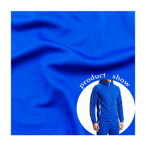Tissu jersey tricoté 100% polyester bleu, 180g/m², poids moyen, pour vêtements de sport pour hommes - Product Image 1