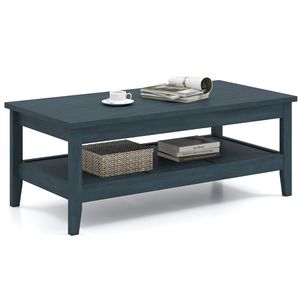 Tavolino da Caffè in Stile Rustico con Piano in Marmo Spesso, Tavolo Centrale per Cocktail per la Casa - Product Image 4