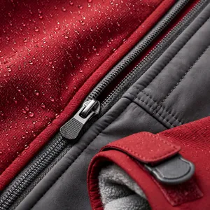 Men's <b>Waterproof</b> Windproof Fleece <b>Jacket</b> Zipper Closure Stand Collar Sporty Style Regular Fit Autumn Wear Polyester/Cotton - Product Image 5