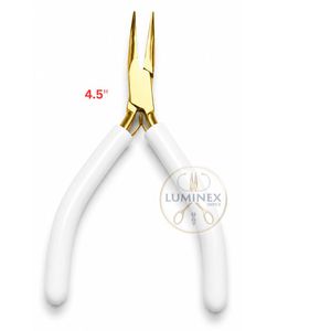 Pince à bec courbé professionnelle 115 mm, or 18 carats, outil de fabrication de bijoux, finition blanc et or, certifiée CE ISO - Product Image 4