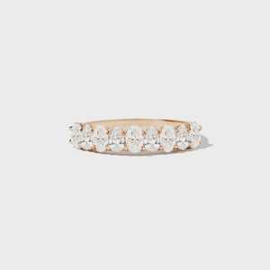 Half Eternity Wedding Band Multi Shape Oval Pear Round Lab Grown Diamond Solitaire 4mm Wide Tapered <b>Stacking</b> <b>Ring</b> 14K Solid Gold - Product Image 5