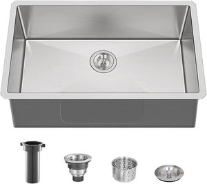 THCSS-0554 làm bằng tay 304 bồn rửa bằng thép không gỉ, góc R10, lưu vực lớn, chống vết bẩn, hoàn hảo cho nhà bếp chuyên nghiệp - Product Image 1