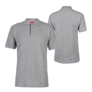 <b>Men's</b> Gray Short Sleeve Polo Shirt Regular Fit Casual Solid Color 100% Cotton Jersey Knitted Collar Design - Product Image 1