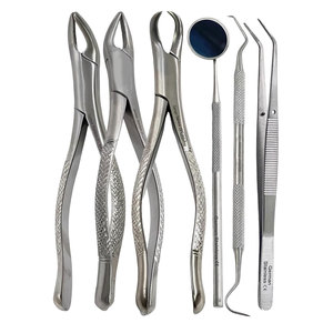 Juego de 6 Pinzas de Extracción Dental de Alta Resistencia, Set Quirúrgico Dental Básico, Pinzas Apicales Profesionales de Acero Inoxidable - Product Image 1