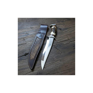 Couteau Bowie OEM fait main de haute qualité, lame fixe en acier inoxydable, pour camping et utilisation extérieure, manche en bois de cerf naturel, garantie 3 ans - Product Image 5