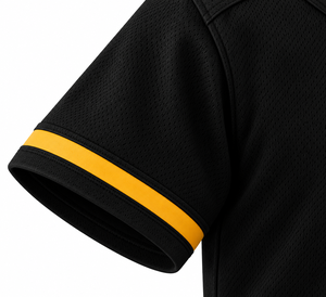 Maillot de football noir pour homme, manches courtes, col rond, polyester respirant, coupe classique, couleur unie, vêtements toutes saisons - Product Image 3