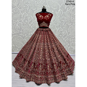 Collections de velours de vêtements de mariée indiens pour la mariée avec le travail de Zarkhan par Fabzone - Product Image 4