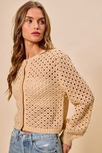 Suéter tipo cárdigan con botones y tejido abierto SO ME - Product Image 2