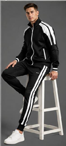 Ensemble de survêtement sportif pour homme Fire Athletic Industry, noir et blanc, fermeture éclair intégrale, respirant, en polyester, pour l'hiver - Product Image 6