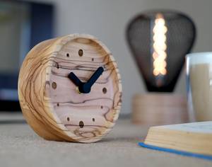 Exquisite Handcrafted Olive Wood Table <b>Clock</b> - Unique Artisanal Timepiece >Smart Table <b>Clocks</b> - Product Image 6