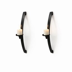 Ensemble de appliques murales modernes en métal noir avec bougeoirs en verre suspendus, support fermé, construction robuste, lumière chaude, décoration élégante pour la maison - Product Image 6