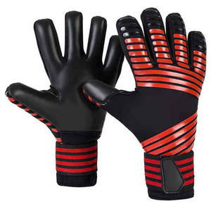 Football Goalkeeper Gloves Latex Full Finger <b>Black</b> Gray Non Slip <b>Hook</b> and Loop Closure Unisex Breathable Protective - Product Image 3