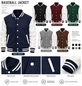 Blouson Bomber Universitaire Unisexe Personnalisé avec Logo, Style Streetwear Hiver, Manches Contrastantes, Polaire Imperméable - Product Image 6
