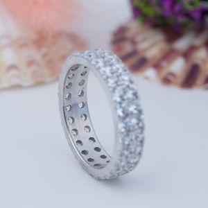 Anillo de Plata S925 con Moissanita de 3mm, Banda Cerrada Estilo Eternidad Completa, Joyería Europea Americana en Stock para Mujer - Product Image 2