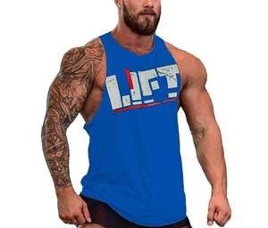 Camiseta sin mangas gris para hombre con estampado de logo, cuello en V, estilo deportivo, transpirable, de poliéster, para entrenamiento, con logo frontal - Product Image 5