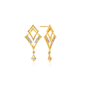 Modern Geometric Gold <b>Dangle</b> <b>Earrings</b> Featuring Open <b>Diamond</b> Design and Brilliant Lab Grown for Women - Product Image 3