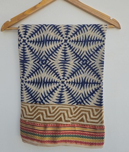 Indigo Cotton Sarong Pareo Block Print Striped Beach Wrap Boho Bikini Cover 1 Piece Vacation Swimwear Women Soft Lightweight - Product Image 5