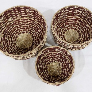 Rustic Indoor Seagrass Planter Set Flower Pot <b>Basket</b> Eco-Friendly Hanging for Home Decoration Round Open <b>Weave</b> No Handles - Product Image 2