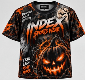 INDEX Men's Halloween <b>Pumpkin</b> Bat Printed <b>T</b>-<b>Shirt</b> Short Sleeve O-Neck Sporty Casual Wear With Pattern Design - Product Image 1