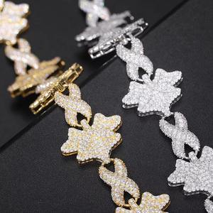 Collar de cadena con flor de moissanita y diamantes, chapado en rodio sobre plata de ley, color oro amarillo, para hombre y mujer, joyería fina unisex de moda. - Product Image 4