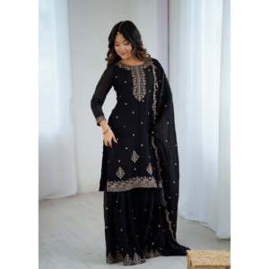 Designer Simple Fashion Party Wear <b>Top</b>-Bottom and Dupatta Set - Product Image 3