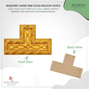 T Shape Custom Embroidered Rank Insignia Patch Masonic Regalia <b>Sew</b>-On Beads Fabric Golden Yellow Shoulder Gold Border OEM ODM - Product Image 2