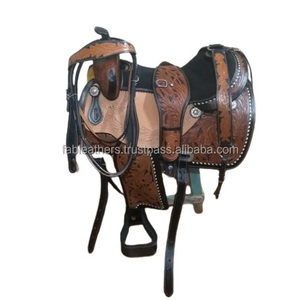 Sillín de caballo reining occidental antiguo hecho a mano para montar de placer hecho de cuero genuino sillín de caballo multiusos a granel - Product Image 1