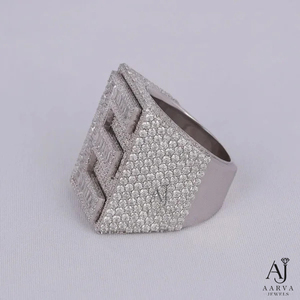 Silver Letter Moissanite <b>Ring</b> Iced Out Pave Set <b>Name</b> Initial Band for Men Women Party Gift - Product Image 1