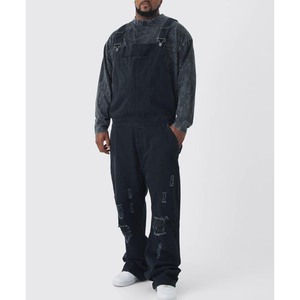 Overoles de Mezclilla para Hombre, Rotos y Desgastados, de Cintura Alta, Corte Holgado, Estilo Casual, de Pierna Recta, de Algodón, Estilo Otoñal - Product Image 1