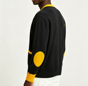 Suéter Cárdigan Universitario para Hombre y Mujer, Cárdigan Negro de Punto con Ribete Amarillo, Cierre de Botones, Manga Larga, Suéter de Otoño - Product Image 2