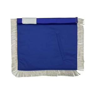 Delantal Étnico de Masonería, Color Azul, Terciopelo Azul con Flecos Plateados, Logotipo Personalizado Bordado a Mano, Uso en Catedral, Todas las Temporadas - Product Image 5