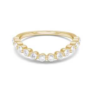 Diamond <b>Stacking</b> Band Half Eternity Curved Round Cut 10K 14K Solid Gold Unique Minimalist Everyday Wear Stackable Matching <b>Ring</b> - Product Image 1