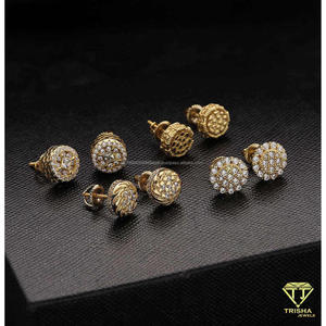 Boucles d'oreilles en diamant Moissanite de qualité supérieure, argent sterling 925 plaqué or, bijoux de luxe brillants de créateur - Product Image 2