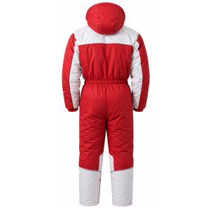Combinaison de neige unisexe rouge et blanc avec blocs de couleur, à capuche, longue, imperméable, pour l'hiver, avec poches latérales, style sportif - Product Image 3