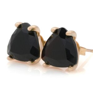 100% Pure Solid 925 Sterling <b>Silver</b> <b>Top</b> Natural Black Onyx Trillion Faceted Cut Gemstone Earrings Women's Parties & Wedding Wear - Product Image 1