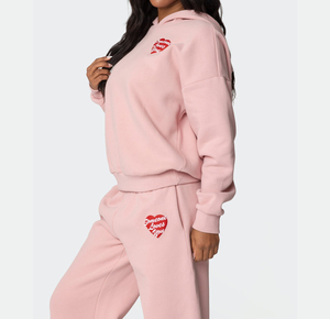 Sweat à capuche pour femme 2026 de haute qualité, coupe classique, couleur rose clair, pré-lavé, avec impression en relief, en polaire d'hiver, style streetwear tendance - Product Image 4