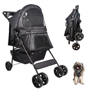 Chariot pour animaux de compagnie pliable moderne TH-PPS-255 support de gobelet de système de freinage arrière d'auvent résistant aux UV pour le voyage - Product Image 1