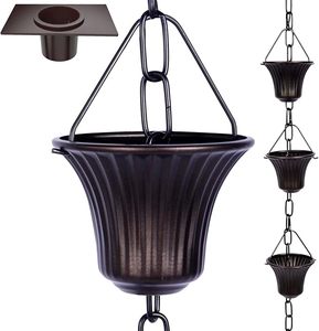 Best Selling Metal Rain Chain For Modern Farmhouse Gutters With Decorative <b>Copper</b> <b>Cups</b> And Weather Resistant Outdoor Finish - Product Image 6