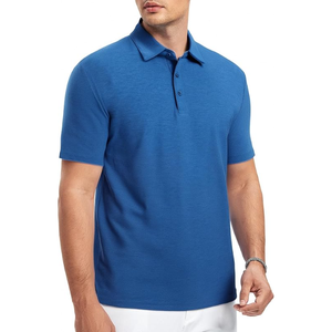 Polo homme premium uni noir à manches courtes en coton respirant, coupe ajustée, style décontracté moderne pour l'été. - Product Image 5