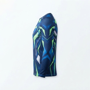 Camiseta de Compresión de Manga Larga para Hombre, Diseño Geométrico Azul Verde Sublimado, Secado Rápido - Product Image 3
