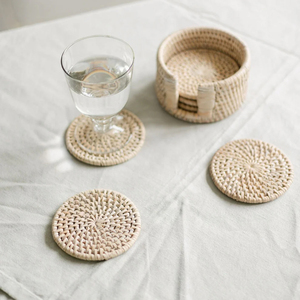 Premium Rattan <b>Coaster</b> Set Handmade Natural <b>Woven</b> <b>Coasters</b> Eco Friendly Table Decor Best Seller Wholesale Manufacturer - Product Image 4