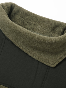 Men's Olive Green Fleece Jacket Pullover Casual Winter Outdoor Wear Breathable Waterproof Windproof Regular Fit Solid Front Logo - Product Image 4
