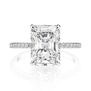 High Quality Luxury Classic VVS Moissanite Brilliant Cut Rhodium Plated Channel Set Sterling <b>Silver</b> Engagement <b>Ring</b> for Women - Product Image 2