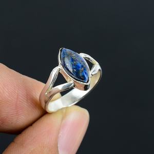Handcrafted Marquise <b>Lapis</b> <b>Lazuli</b> <b>Ring</b> Modern 925 Sterling Silver Gemstone Jewelry Gift For Women Elegant - Product Image 1