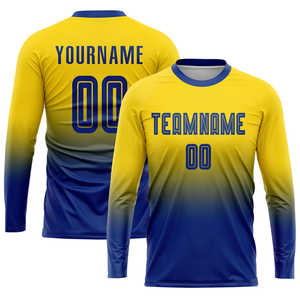 Uniforme de Fútbol Personalizado con Degradado Amarillo y Azul, Conjunto de Camiseta de Fútbol con Sublimación Ombre Real, Equipación de Partido Elite para Hombre, Trajes de Secado Rápido - Product Image 5